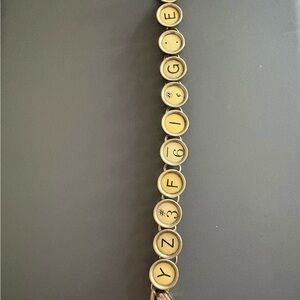 Vintage Typewriter Key Bracelet in Brass Tone - Yellow Beige